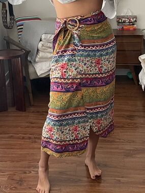 Vintage colorful patterned 100%pure silk